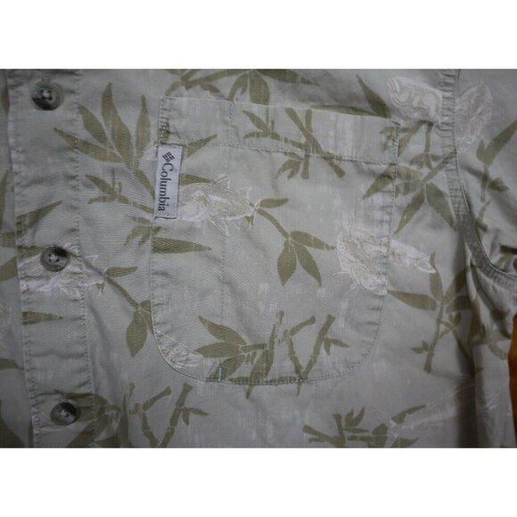 COLUMBIA - MEN'S BEIGE FISH PRINT SHORT SLEEVE BUTTON-UP SHIRT - SIZE M - Picture 5 of 6